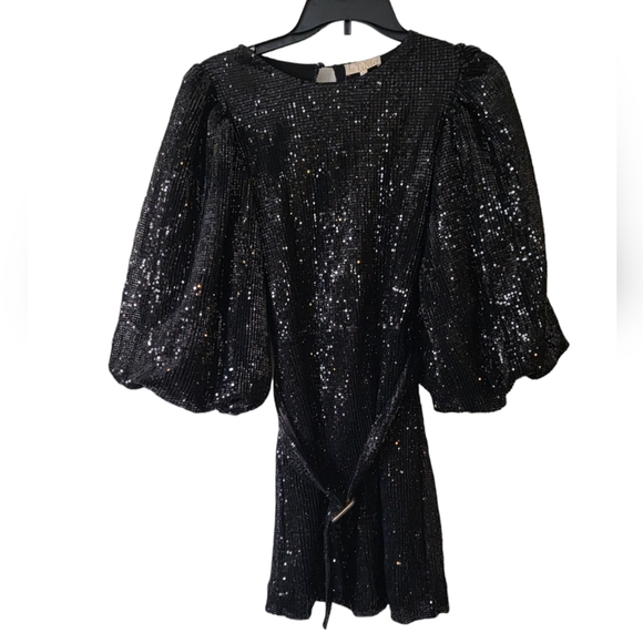 byTiMo black sequin-embellished belted mini dress size xs nwt - Picture 5 of 7